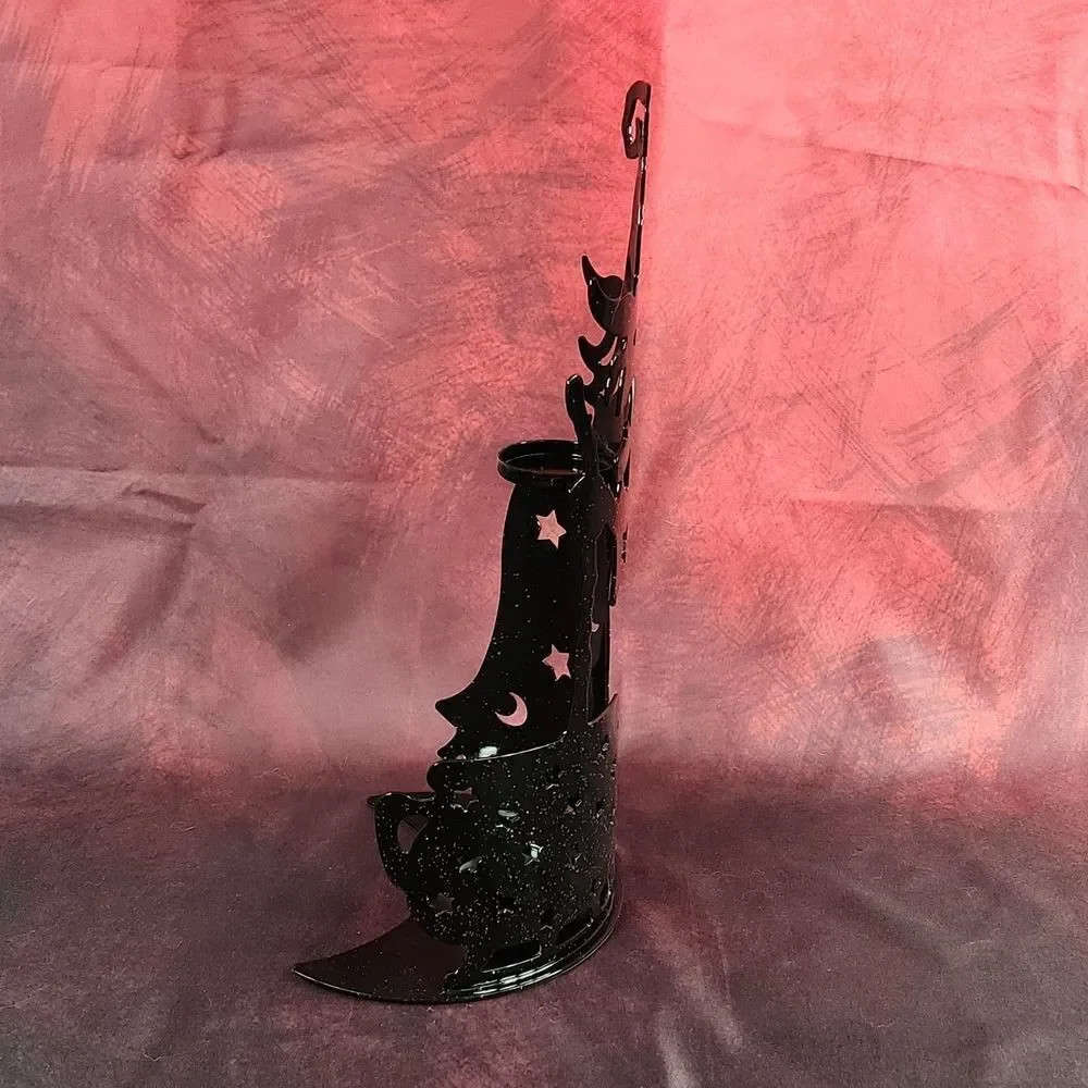 🩵Partylite Black Shimmery Wilemina Witch Tealight Candle Holder